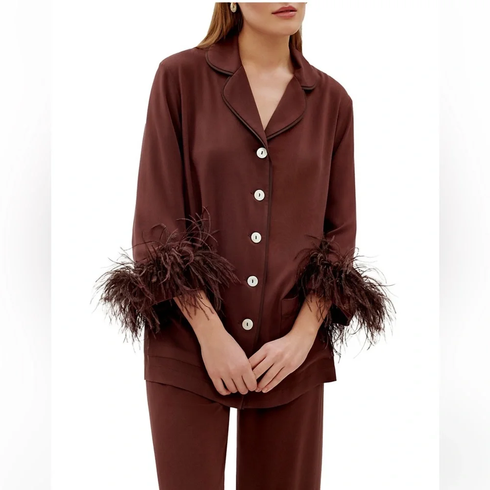 Sleeper Two-Piece Feather-Trim Party Pajama Set - Picture 2 of 3